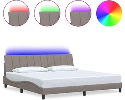vidaXL - Bedframe - zonder - matras - "Hanko" - stof - taupe - 200x200 - cm