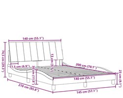 vidaXL - Bedframe - zonder - matras - "Hanko" - stof - zwart - 140x200 - cm