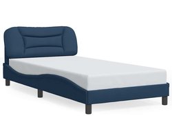 vidaXL - Bedframe - zonder - matras - "Hvar" - 100x200 - cm - stof - blauw