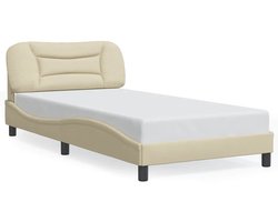 vidaXL - Bedframe - zonder - matras - "Hvar" - 100x200 - cm - stof - crèmekleurig
