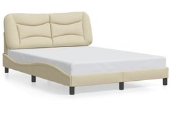 vidaXL - Bedframe - zonder - matras - "Hvar" - 120x200 - cm - stof - crèmekleurig
