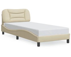 vidaXL - Bedframe - zonder - matras - "Hvar" - 90x200 - cm - stof - crèmekleurig