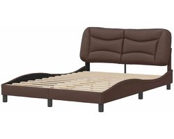 vidaXL Bedframe zonder matras "Hvar" kunstleer bruin 120x200 cm, bed, bed ombouw, tweepersoonsbed, bedbodem, slaapkamermeubel, 2 persoonsbed, logeerbed