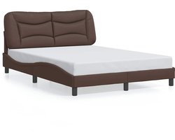 vidaXL - Bedframe - zonder - matras - "Hvar" - kunstleer - bruin - 140x190 - cm