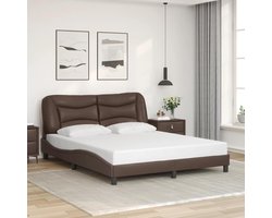 vidaXL - Bedframe - zonder - matras - "Hvar" - kunstleer - bruin - 160x200 - cm