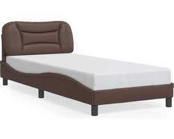 vidaXL - Bedframe - zonder - matras - "Hvar" - kunstleer - bruin - 80x200 - cm