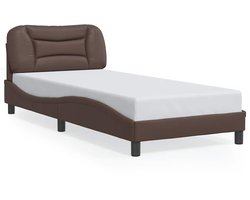 vidaXL - Bedframe - zonder - matras - "Hvar" - kunstleer - bruin - 90x200 - cm