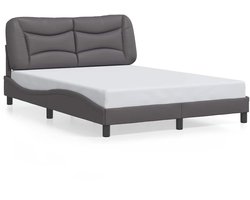 vidaXL - Bedframe - zonder - matras - "Hvar" - kunstleer - grijs - 120x200 - cm