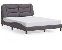 vidaXL - Bedframe - zonder - matras - "Hvar" - kunstleer - grijs - 140x190 - cm