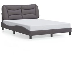 vidaXL - Bedframe - zonder - matras - "Hvar" - kunstleer - grijs - 140x200 - cm