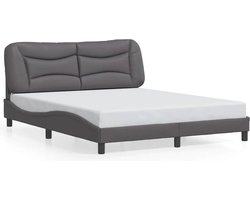 vidaXL - Bedframe - zonder - matras - "Hvar" - kunstleer - grijs - 160x200 - cm