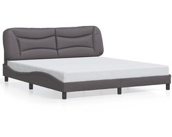 vidaXL - Bedframe - zonder - matras - "Hvar" - kunstleer - grijs - 180x200 - cm