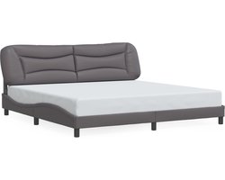 vidaXL - Bedframe - zonder - matras - "Hvar" - kunstleer - grijs - 200x200 - cm
