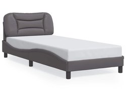 vidaXL - Bedframe - zonder - matras - "Hvar" - kunstleer - grijs - 90x200 - cm