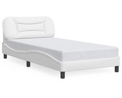 vidaXL - Bedframe - zonder - matras - "Hvar" - kunstleer - wit - 100x200 - cm