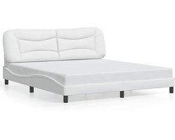 vidaXL - Bedframe - zonder - matras - "Hvar" - kunstleer - wit - 180x200 - cm