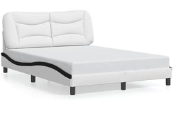 vidaXL - Bedframe - zonder - matras - "Hvar" - kunstleer - wit - en - zwart - 140x190 - cm