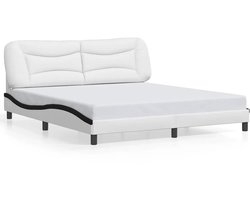 vidaXL - Bedframe - zonder - matras - "Hvar" - kunstleer - wit - en - zwart - 180x200 - cm