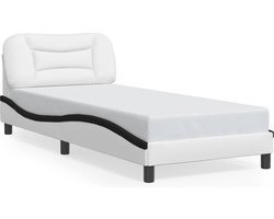 vidaXL - Bedframe - zonder - matras - "Hvar" - kunstleer - wit - en - zwart - 80x200 - cm