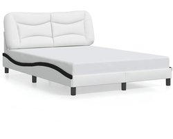 vidaXL - Bedframe - zonder - matras - "Hvar" - kunstleer - zwart - en - wit - 140x200 - cm