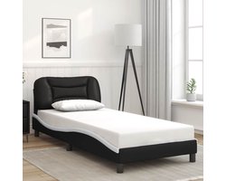 vidaXL - Bedframe - zonder - matras - "Hvar" - kunstleer - zwart - en - wit - 80x200 - cm
