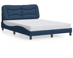 vidaXL - Bedframe - zonder - matras - "Hvar" - stof - blauw - 140x190 - cm