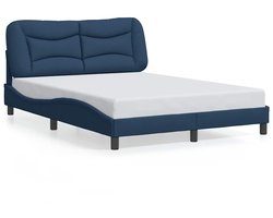 vidaXL - Bedframe - zonder - matras - "Hvar" - stof - blauw - 140x200 - cm