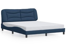 vidaXL - Bedframe - zonder - matras - "Hvar" - stof - blauw - 160x200 - cm