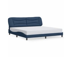 vidaXL - Bedframe - zonder - matras - "Hvar" - stof - blauw - 200x200 - cm