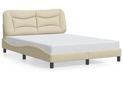 vidaXL - Bedframe - zonder - matras - "Hvar" - stof - crèmekleurig - 140x190 - cm