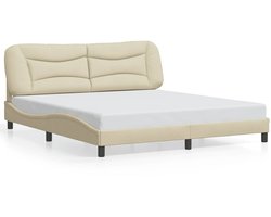 vidaXL - Bedframe - zonder - matras - "Hvar" - stof - crèmekleurig - 180x200 - cm