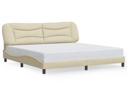 vidaXL - Bedframe - zonder - matras - "Hvar" - stof - crèmekleurig - 200x200 - cm