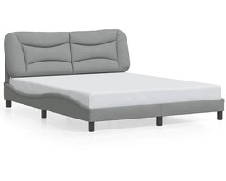 vidaXL - Bedframe - zonder - matras - "Hvar" - stof - lichtgrijs - 160x200 - cm