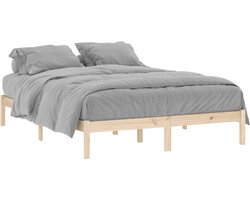 vidaXL - Bedframe - zonder - matras - massief - grenenhout - 152x203 - cm - Queen