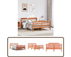 vidaXL - Bedframe - zonder - matras - massief - grenenhout - wasbruin - 120x190 - cm