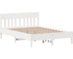vidaXL - Bedframe - zonder - matras - massief - grenenhout - wit - 120x200 - cm
