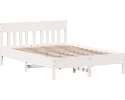 vidaXL - Bedframe - zonder - matras - massief - grenenhout - wit - 140x200 - cm