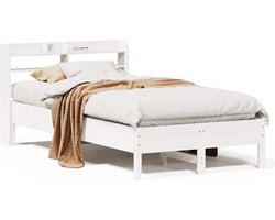 vidaXL - Bedframe - zonder - matras - massief - grenenhout - wit - 140x200 - cm