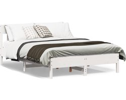 vidaXL - Bedframe - zonder - matras - massief - grenenhout - wit - 150x200 - cm