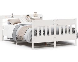 vidaXL - Bedframe - zonder - matras - massief - grenenhout - wit - 150x200 - cm