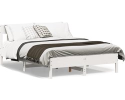 vidaXL - Bedframe - zonder - matras - massief - grenenhout - wit - 160x200 - cm