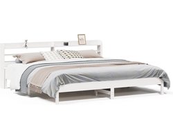 vidaXL - Bedframe - zonder - matras - massief - grenenhout - wit - 200x200 - cm