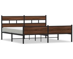 vidaXL - Bedframe - zonder - matras - metaal - bruin - eikenkleurig - 200x200 - cm