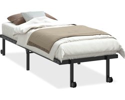 vidaXL - Bedframe - zonder - matras - opvouwbaar - 75x190 - cm - staal - zwart