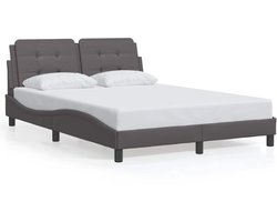 vidaXL - Bedframe - zonder - matras - "Zadar" - kunstleer - grijs - 140x190 - cm