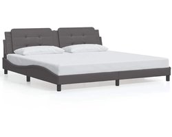 vidaXL - Bedframe - zonder - matras - "Zadar" - kunstleer - grijs - 200x200 - cm