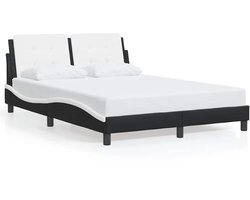 vidaXL - Bedframe - zonder - matras - "Zadar" - kunstleer - zwart - en - wit - 140x200 - cm