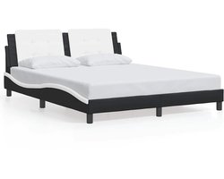 vidaXL - Bedframe - zonder - matras - "Zadar" - kunstleer - zwart - en - wit - 160x200 - cm