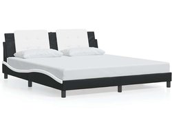 vidaXL - Bedframe - zonder - matras - "Zadar" - kunstleer - zwart - en - wit - 180x200 - cm