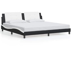 vidaXL - Bedframe - zonder - matras - "Zadar" - kunstleer - zwart - en - wit - 200x200 - cm